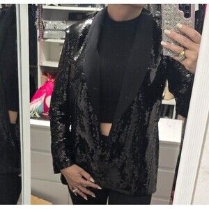 New KARL LAGERFELD Women's Sequin Blazer Jacket sz 4